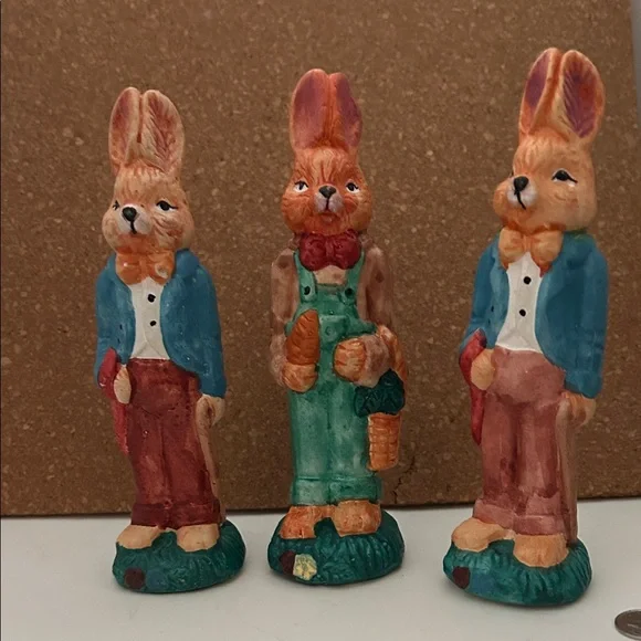 Colorful Rabbit Figurines Trio - Picture 1 of 3